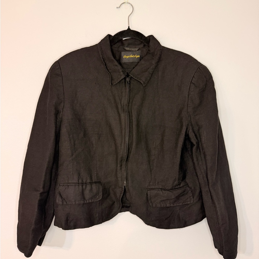 Casual Black Zip-Up Blazer Jacket